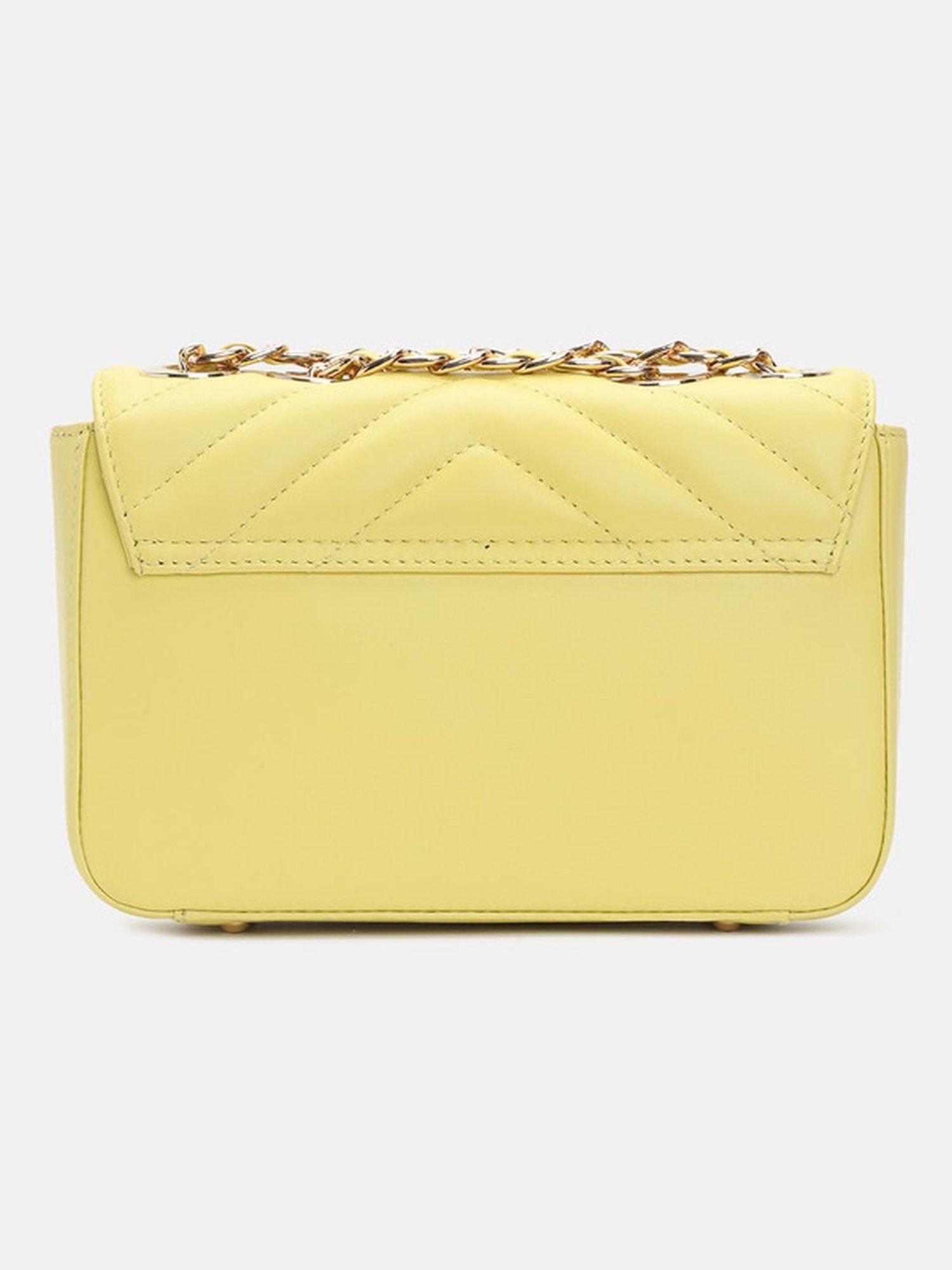 BAGATT Yellow Leather Quilted Sling Handbag