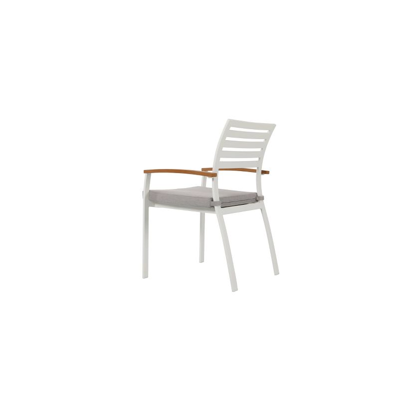 6pc Patio Stackable Aluminum Cushioned Dining Chairs - White - Nuu Garden