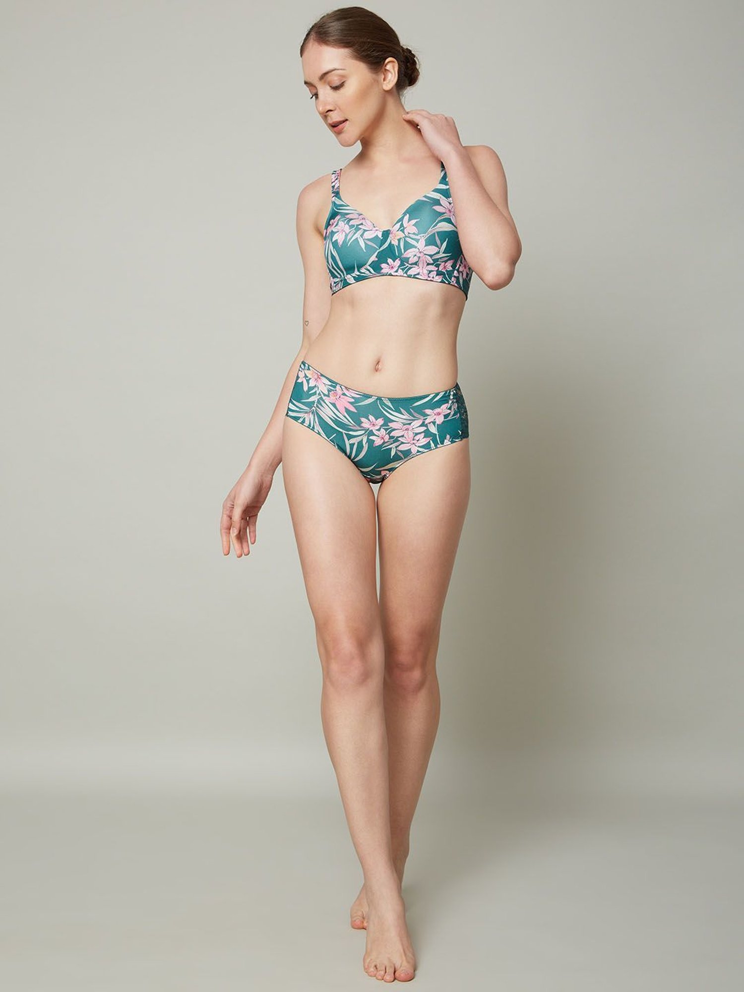 Vero Moda Intimates Green Printed Full Coverage T-Shirt Bra