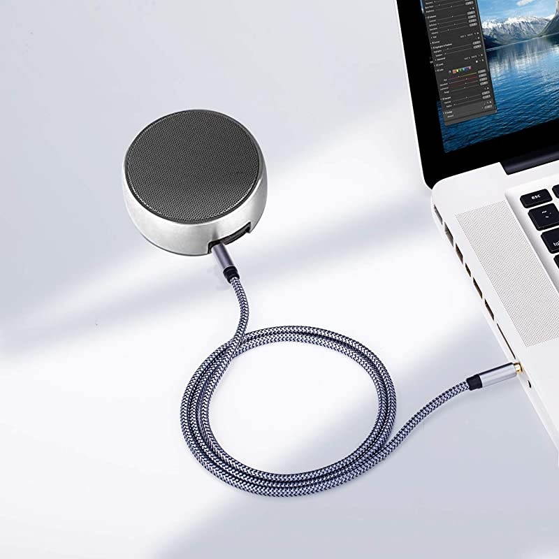 Aux Cable 50Ft 35mm Male to Male Auxiliary Audio Stereo Cord Compatible with CarHeadphones iPods iPhones iPadsTabletsLaptopsAndroid Smart Phonesamp More 50Ft15M Silver