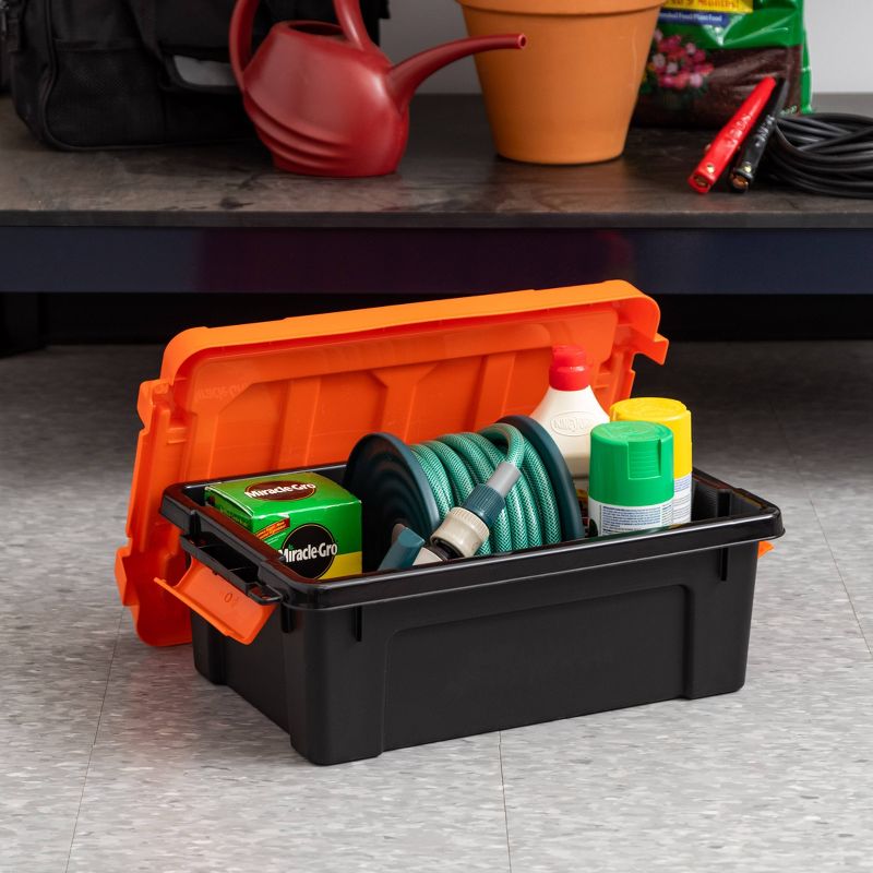 IRIS 6pk 12qt Tote Black with Orange Lid