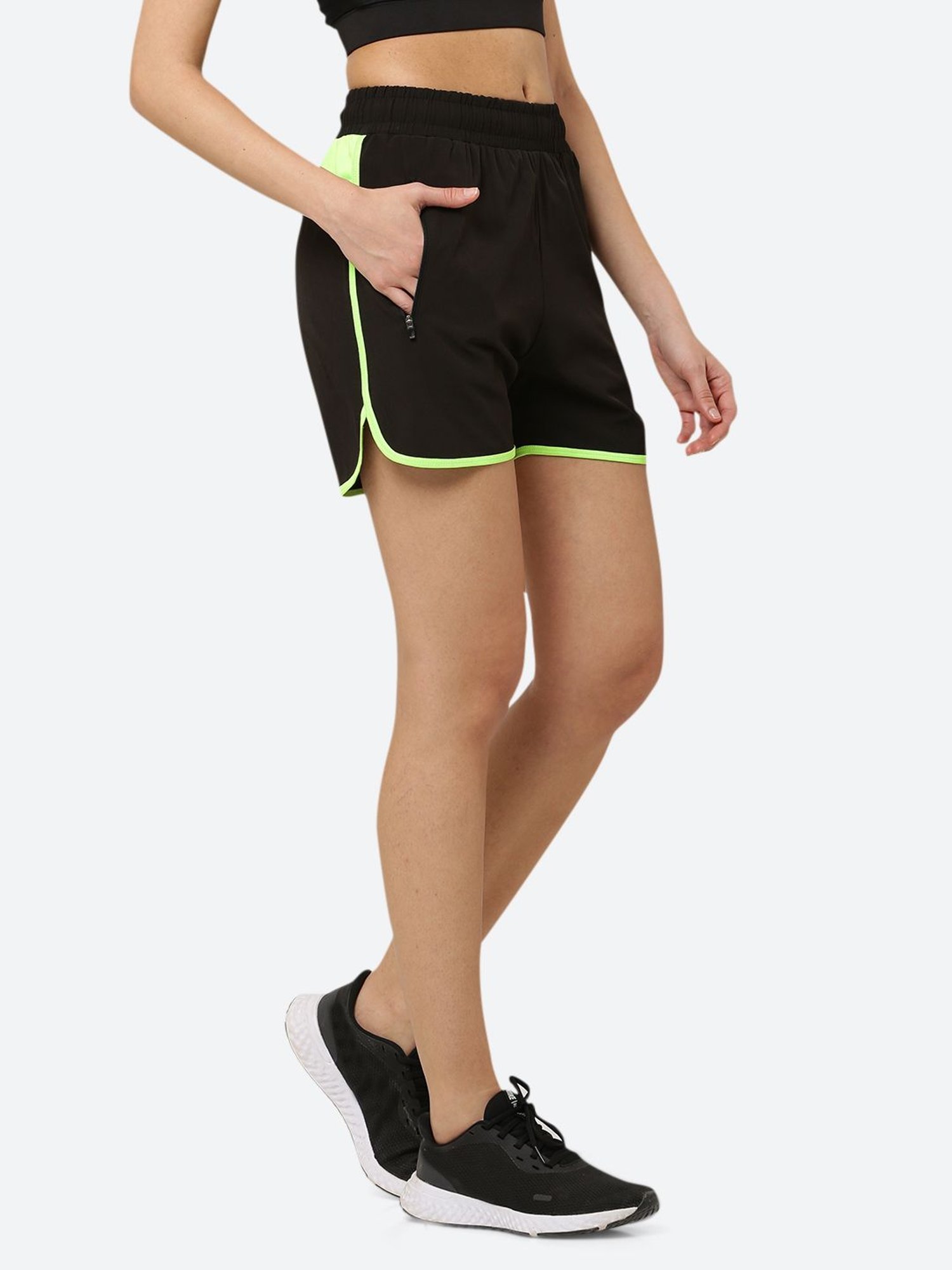 Fitleasure Black Mid Rise Shorts