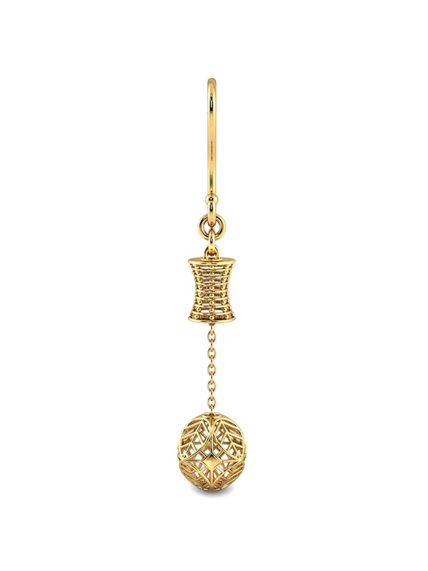 Candere by Kalyan Jewellers Peacock Collection 18k Yellow Gold Dangler Earrings for Women