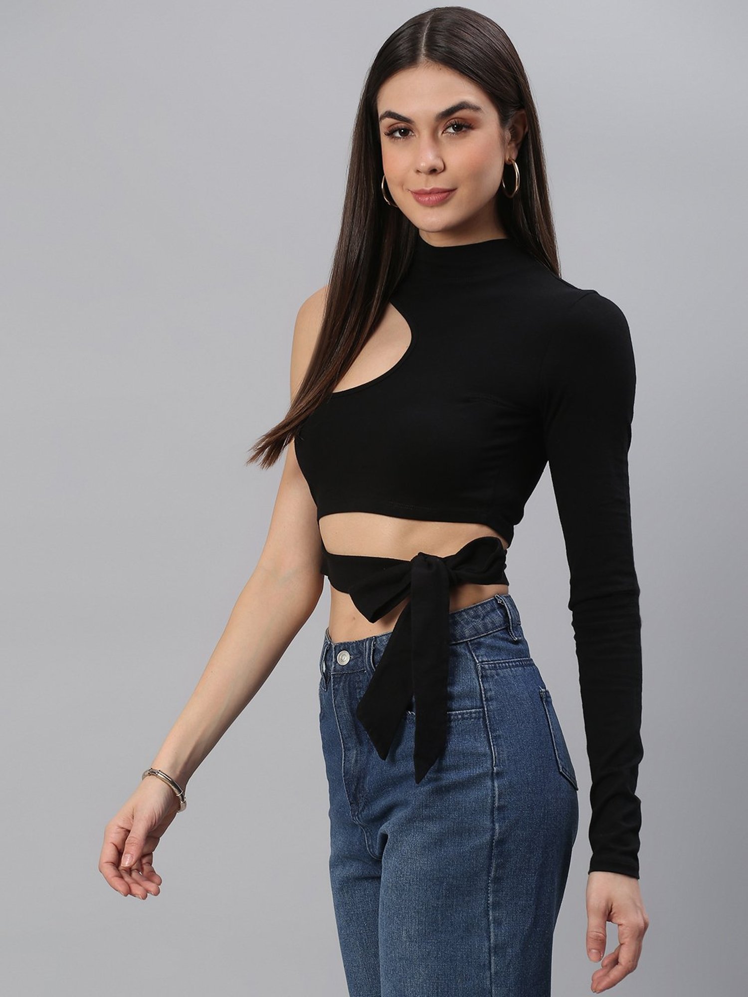 Cation Black Crop Top