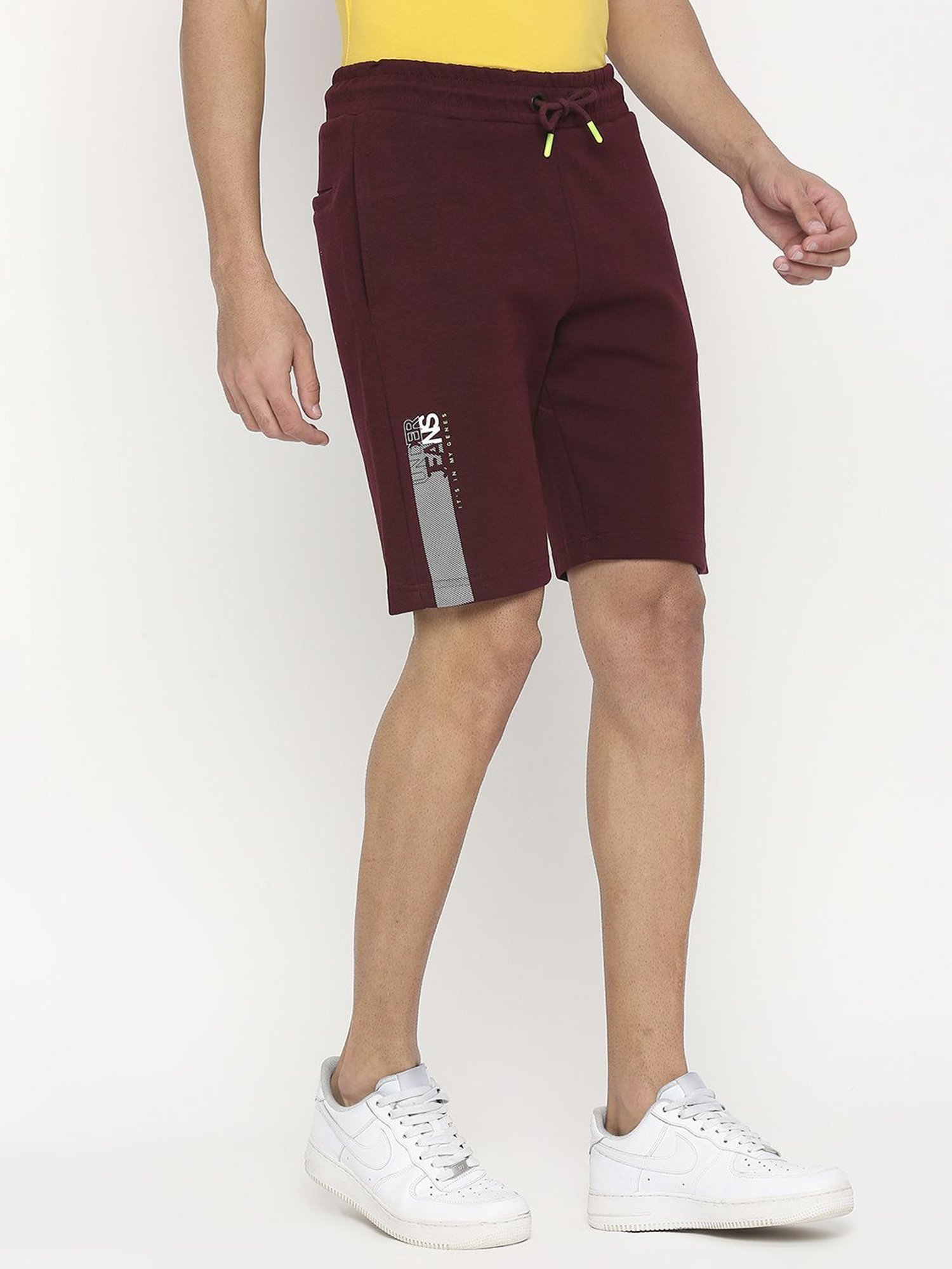 UnderJeans by Spykar Maroon Regular Fit Shorts