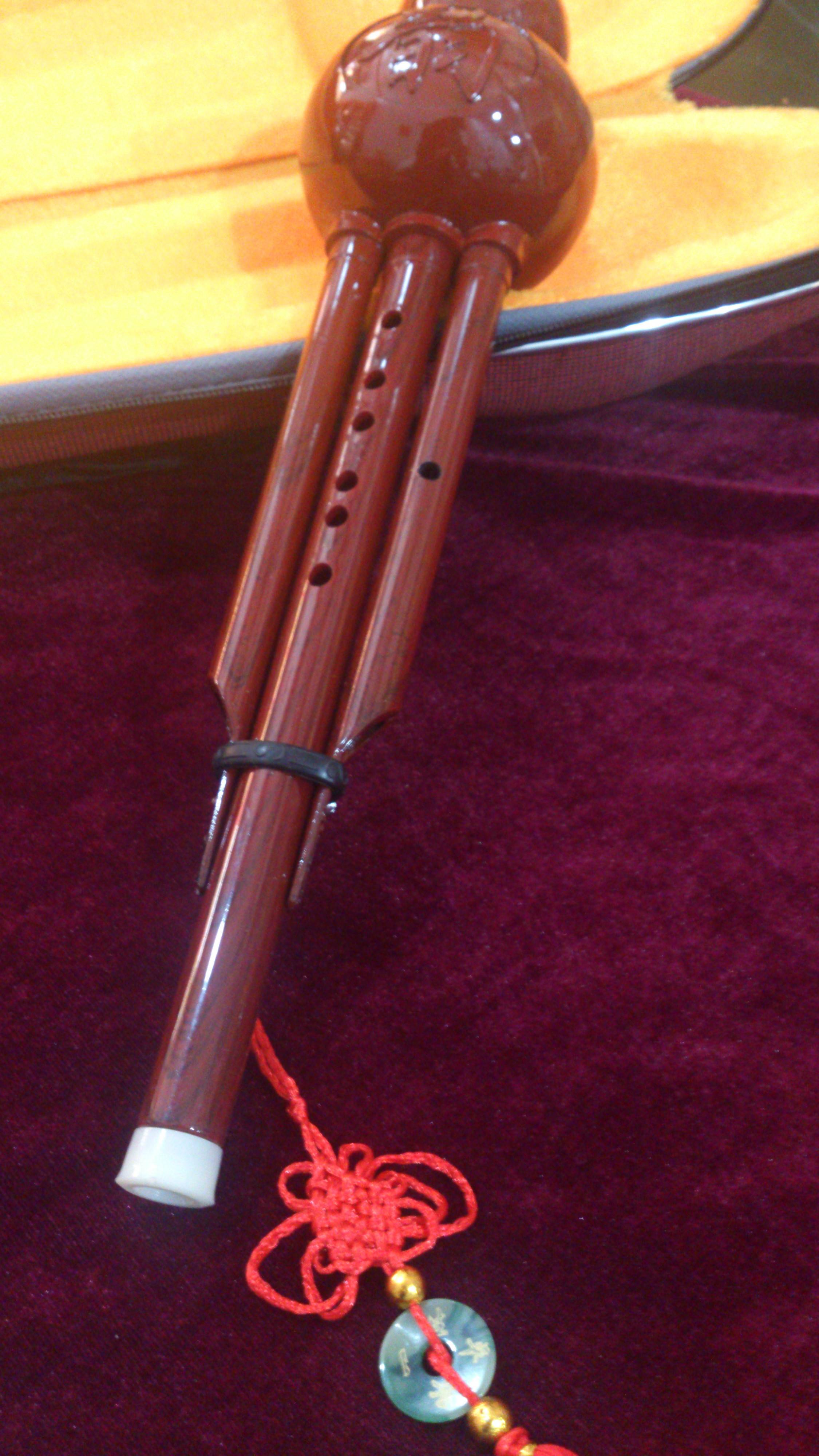 Chinese Traditional Gourd Flute Bottle Gourd Silk Hulusi Imitative Jade Brown