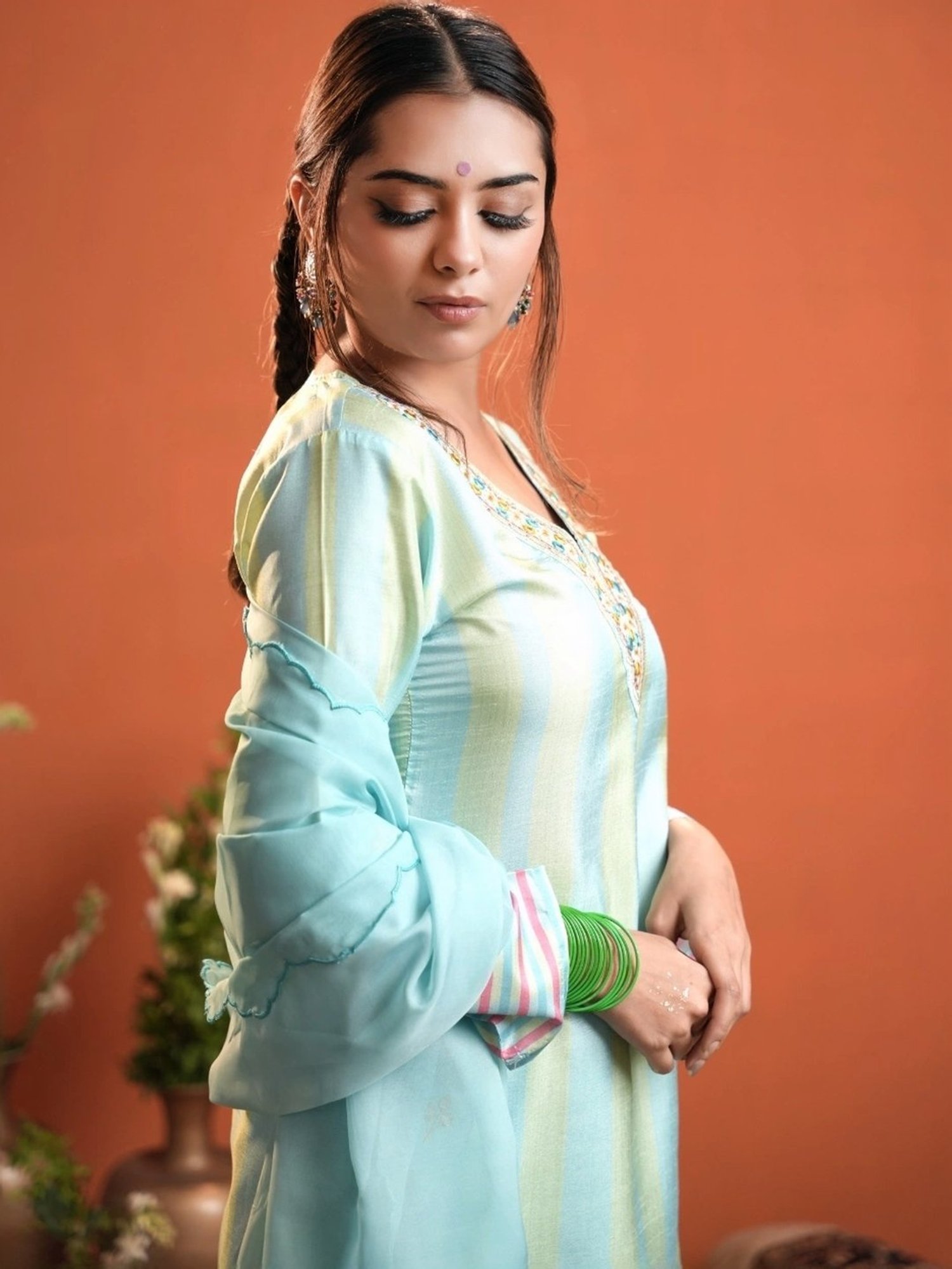 Heeposh Blue Printed Kurta Palazzo Set With Dupatta