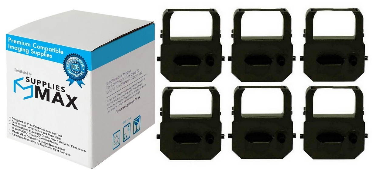 SuppliesMAX Compatible Replacement for Acroprint 175/ES-700/900/Patriot Black Time Clock Printer Ribbons (6/PK) (ACT021060BK)
