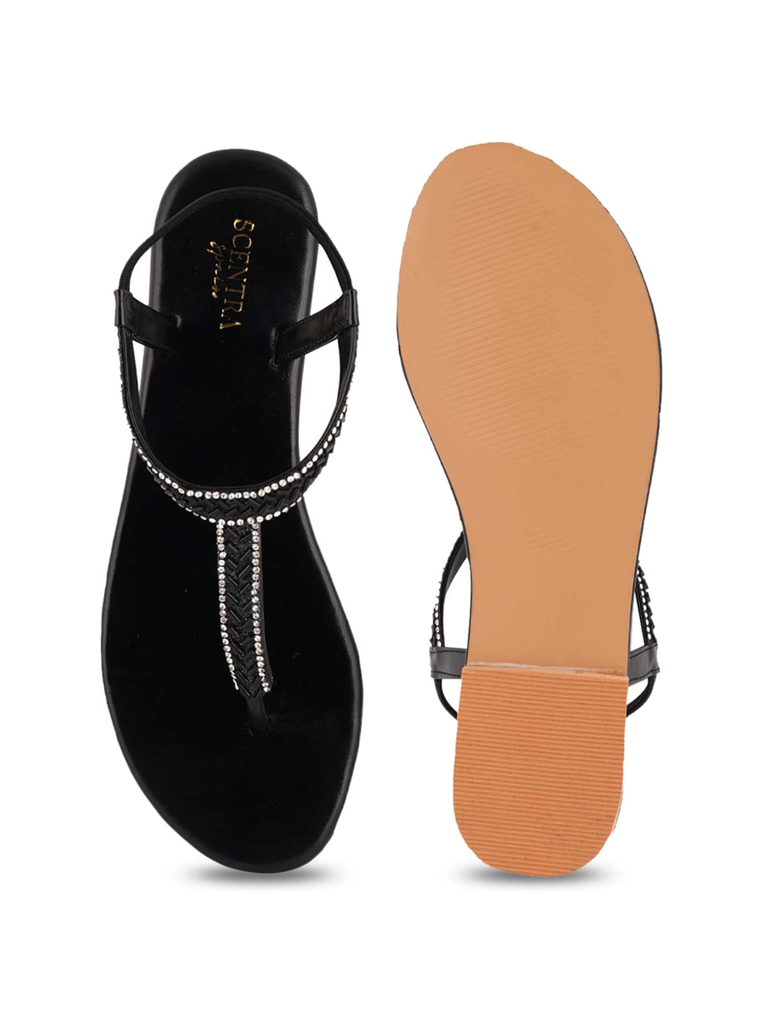 Scentra Women's Black Sling Back Sandals