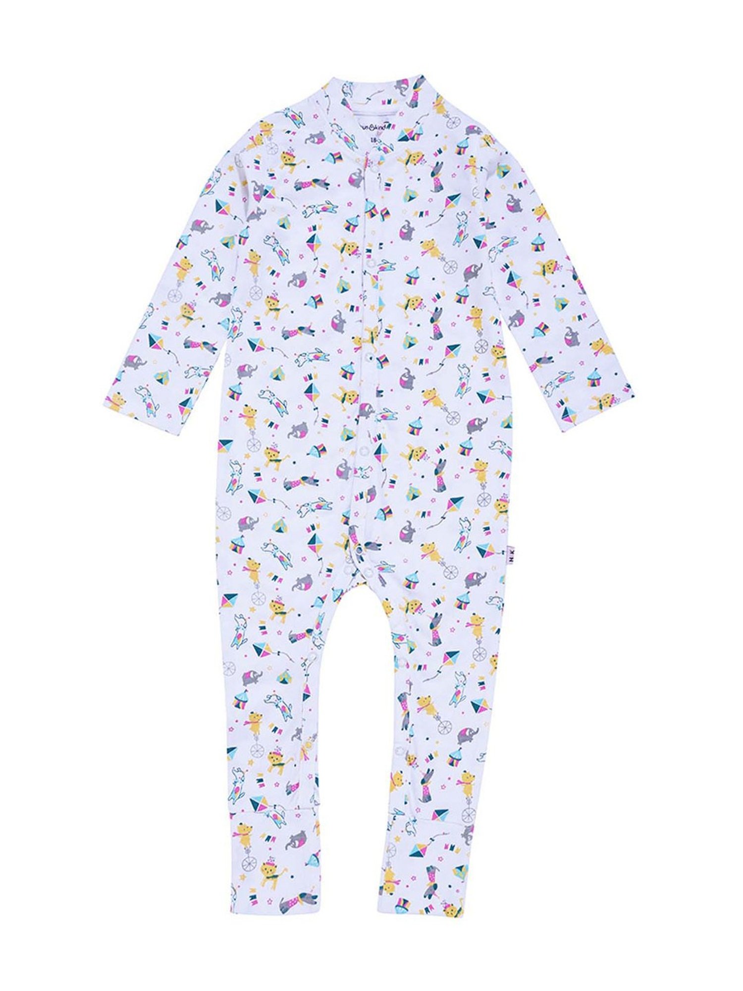 Haus & Kinder Boys Carnival Multicolor Cotton Printed Full Sleeves Sleepsuit
