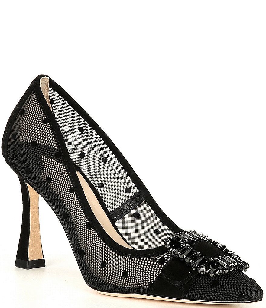 Antonio Melani Siendra Two Dot Mesh Fabric Rhinestone Ornament Detail Pumps
