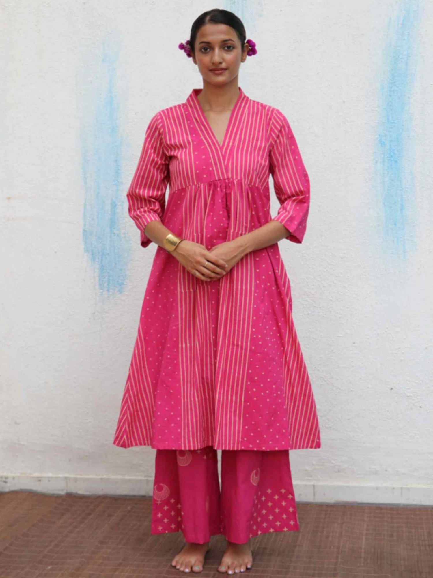 Chidiyaa Flower Girl Mrinali Blockprinted Cotton Kurta Set