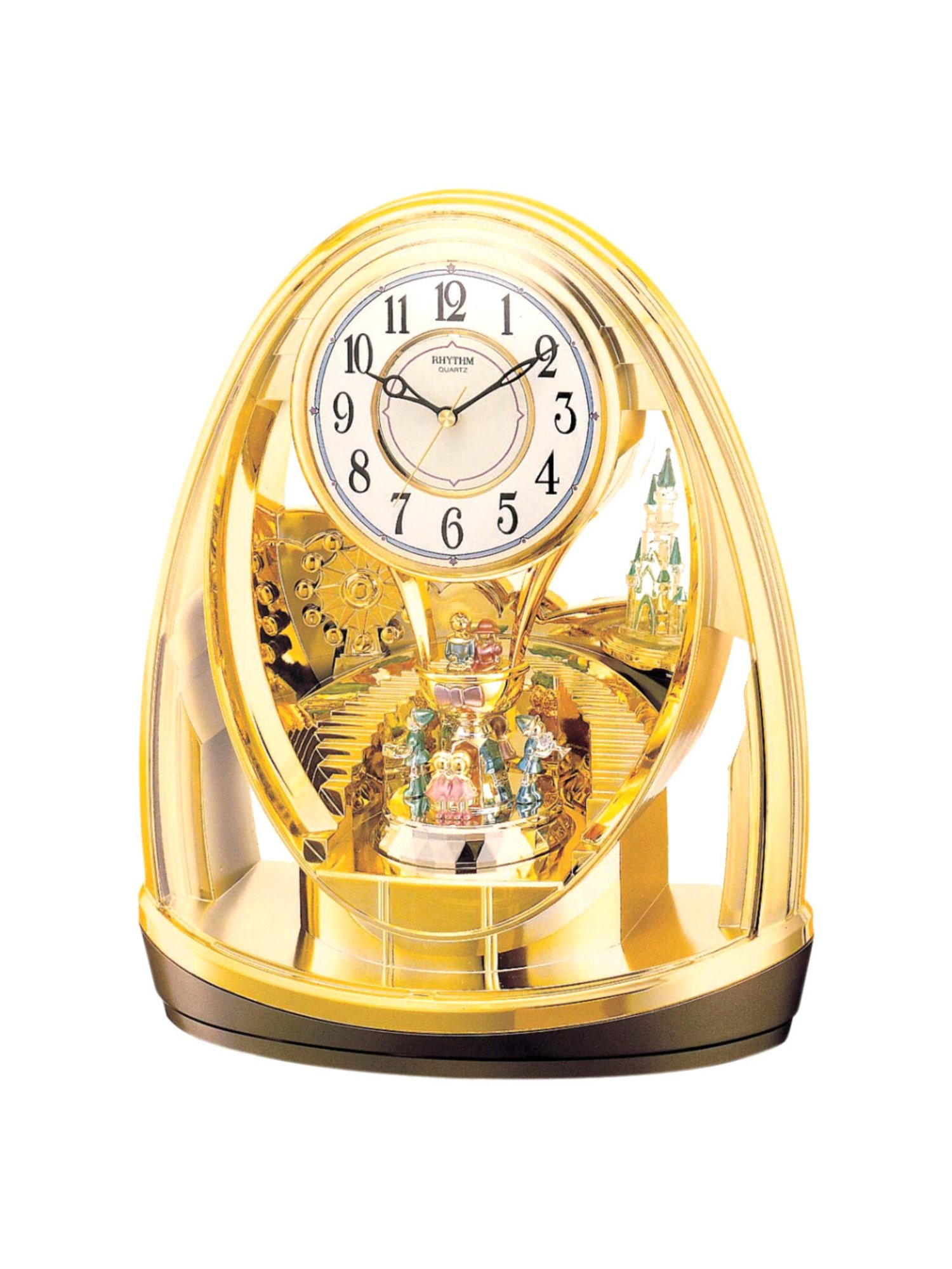 RHYTHM Gold Plastic Beautiful Plastic Contemporary Motion Table Clock