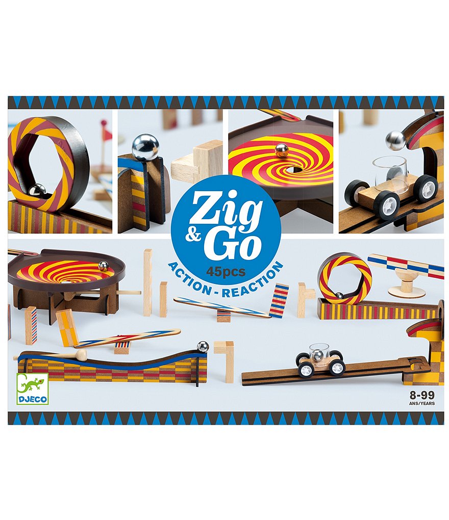 Djeco Zig and Go Wroom Chain Reaction Construction Set - 45 pc