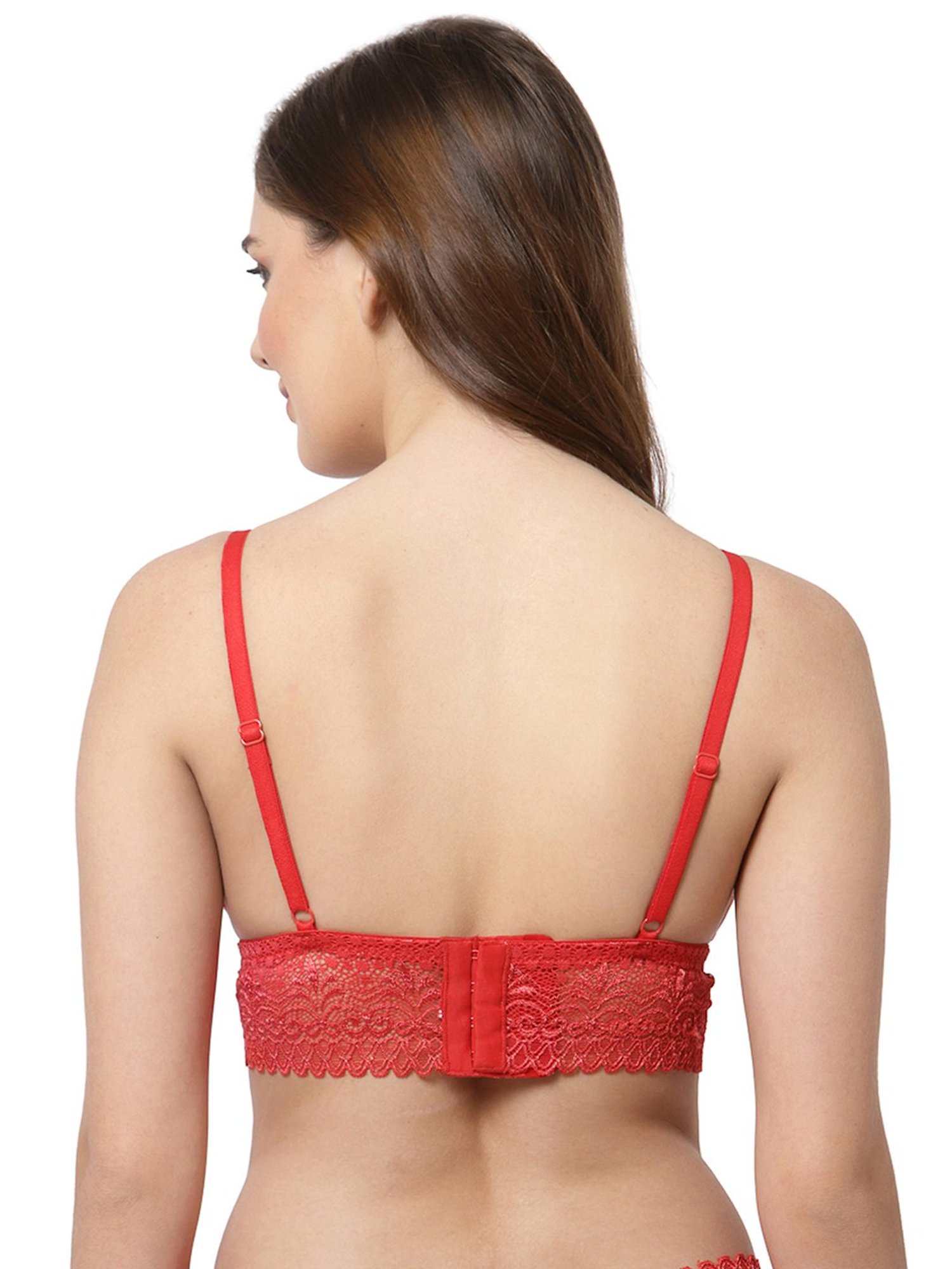 Cukoo Red Lace Full Coverage Non-Padded Bralette