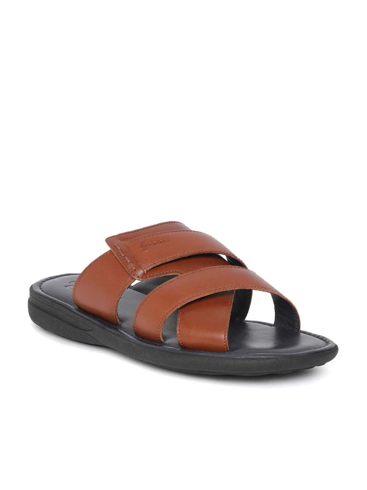 Gabicci Men's Rich Tan Cross Strap Sandals