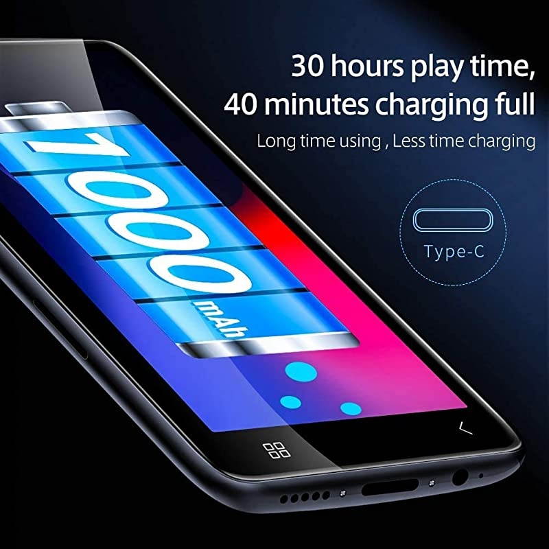 MP3 Player with Bluetooth 40 Full Touchscreen Mp4 Mp3 Player with Speaker 8GB Portable HiFi Sound Mp3 Music Player with FM Radio Voice Recorder EBook Supports up to 128GB TF Card Blue