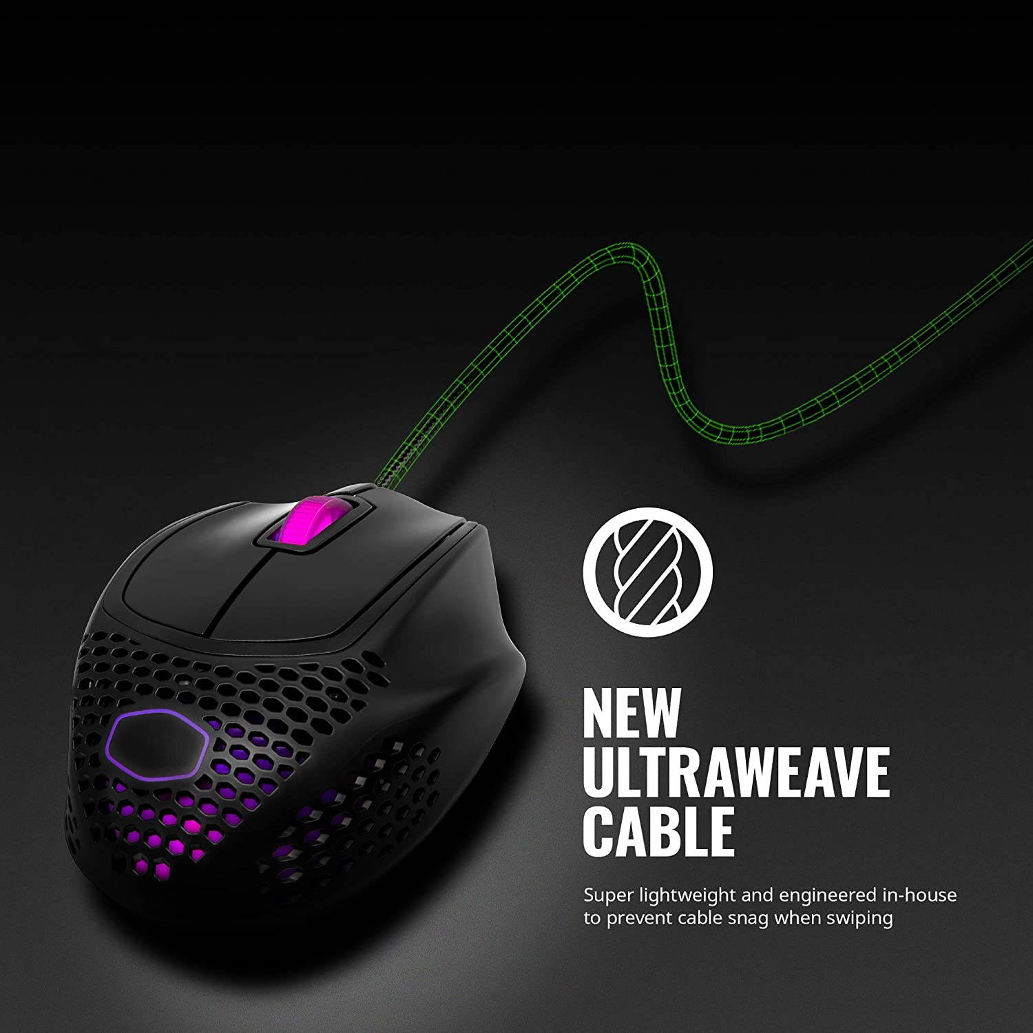 Cooler Master MM720 Black Matte Lightweight Gaming Mouse with Ultraweave Cable, 16000 DPI Optical Sensor, RGB and Unique Claw Grip Shape