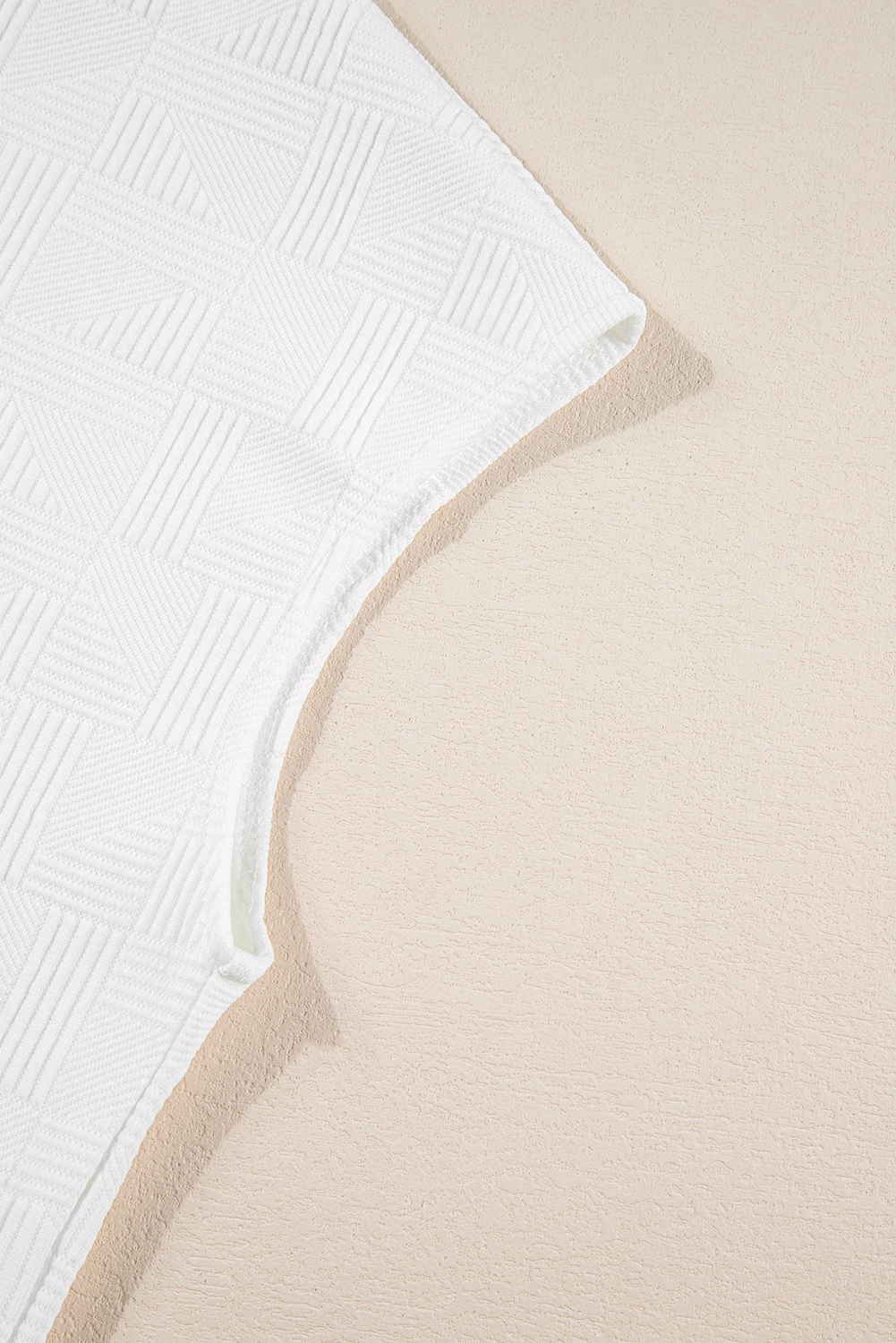 White Textured Cropped Hoodie and Pocketed Shorts Set