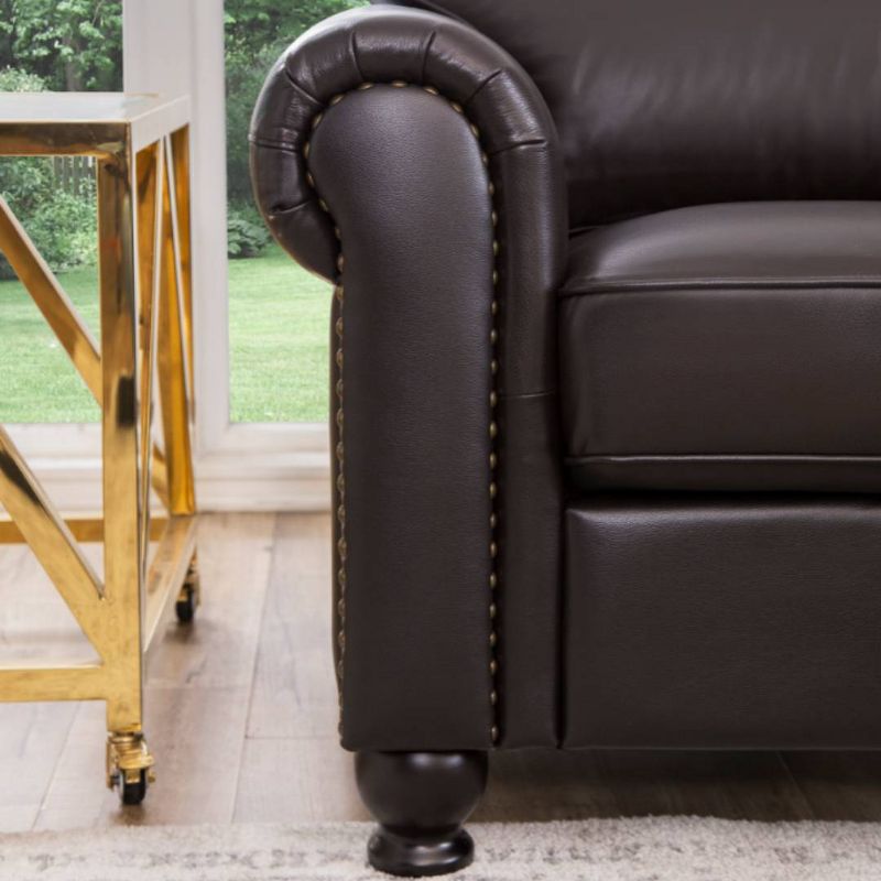Darlington Top Grain Leather Nailhead Sofa Brown - Abbyson Living
