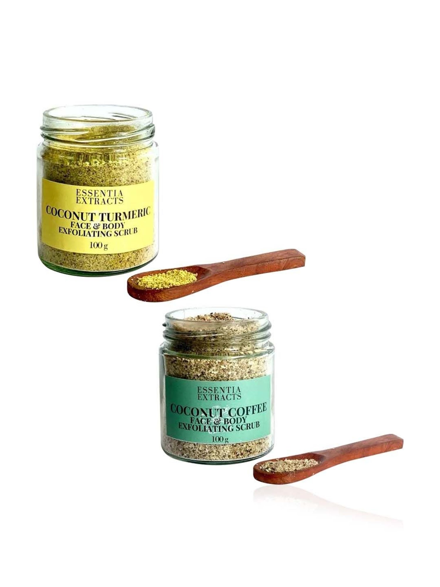 Essentia Extracts Combo of Coconut Coffee & Coconut Turmeric Face & Body Scrubs