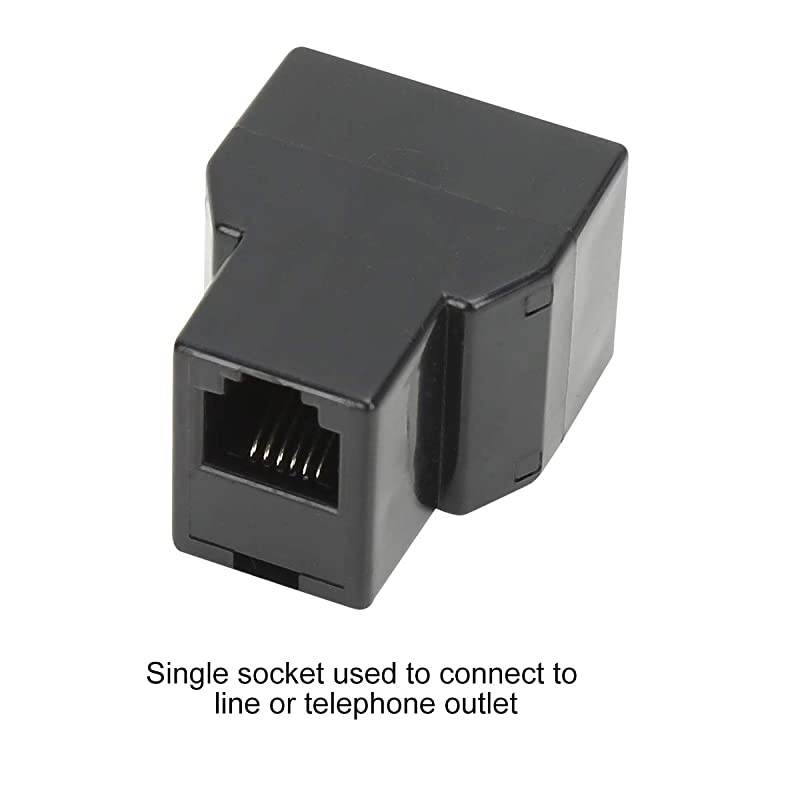 RJ12 6P6C 1 Female to 2 Female Telephone Line Splitters  Telephone Landline Cable Connector and SeparatorBlack2 Pack