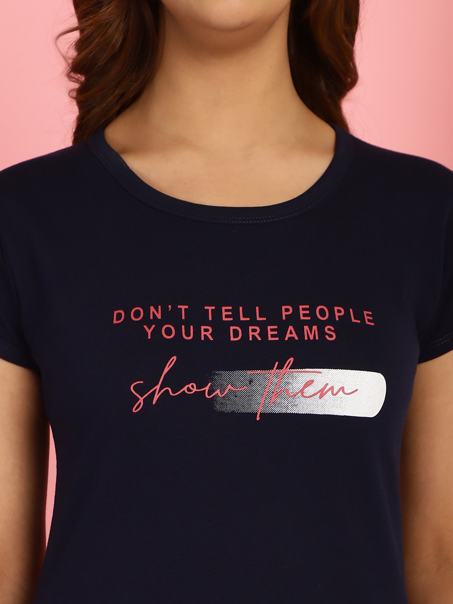 Gracit Black & Pink Cotton Printed Top With Pyjamas