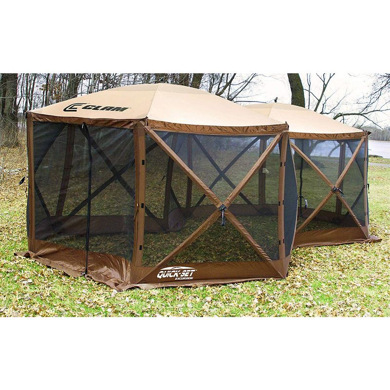Quick-Set Excursion Pop Up 2 Room Outdoor Camping Gazebo Canopy Screen Shelter