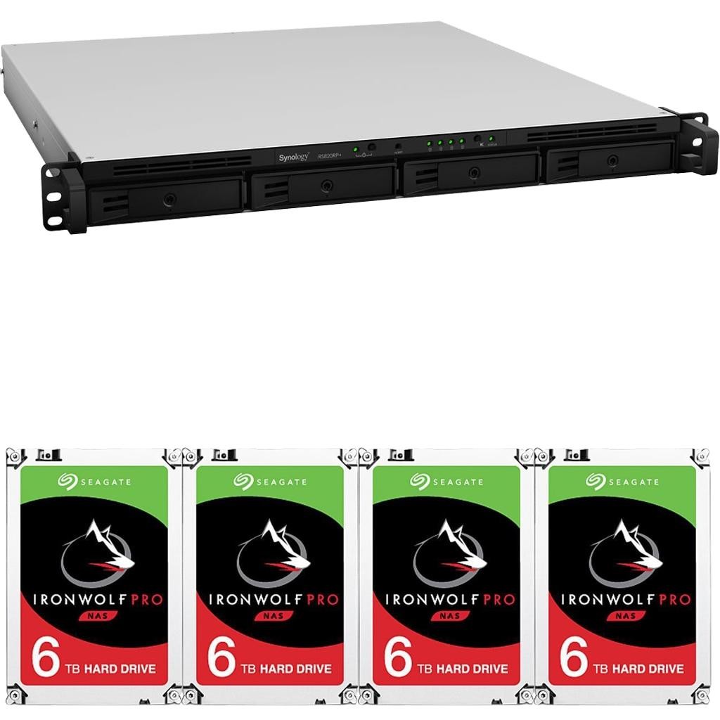 Synology RS820RP+ 4-Bay RackStation NAS with 18GB RAM 24TB (4x6TB) of Seagate Ironwolf PRO NAS Drives Fully Assembled Tested By CustomTechSales