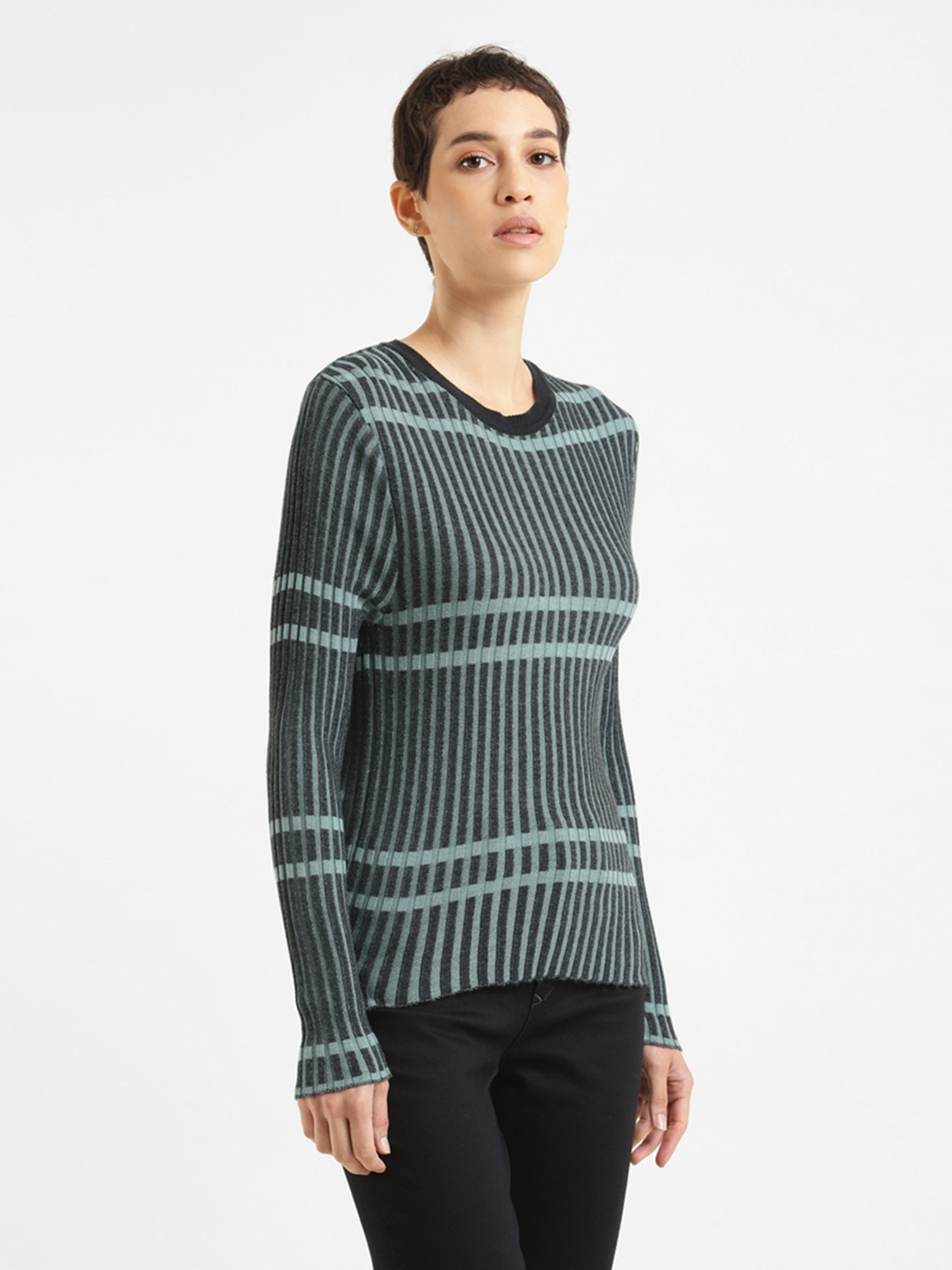 Levi's Green & Black Striped Top