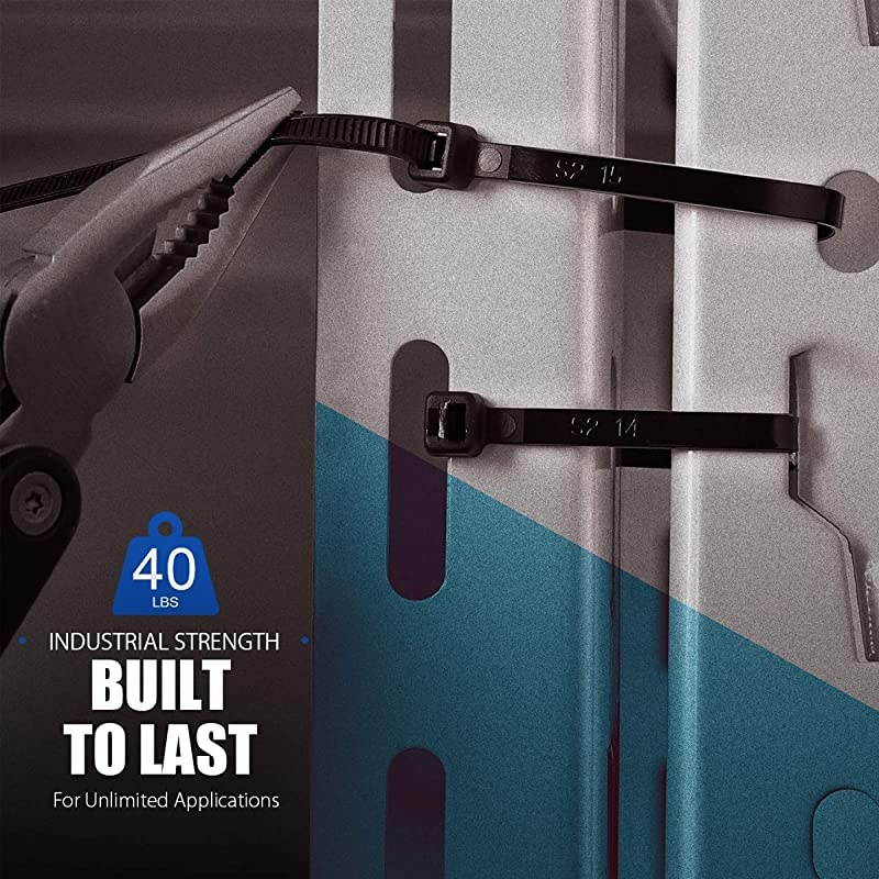 Zip Ties 8 Inch 500Pcs Industrial Nylon Zip Ties | Durable Self Locking Wire Tie Wraps with 40 lbs Tensile Strength UV amp Heat Resistant for Home Office Garage Multiple Use Black