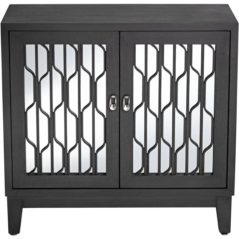 55 Downing Street Carson 34" Wide Gray Wood Mirrored 2-Door Cabinet