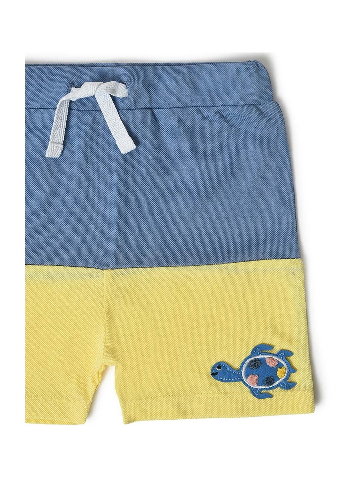 MiArcus Kids Blue & Yellow Cotton Color Block Polo T-Shirt Set