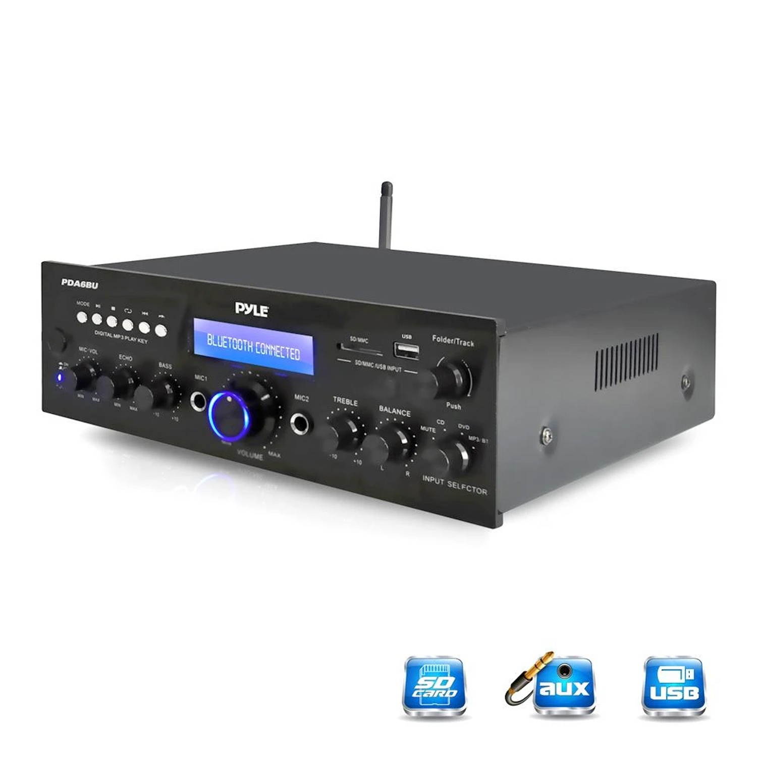 Pyle Compact 200 Watt Bluetooth Home Stereo Amplifier Receiver System (2 Pack)