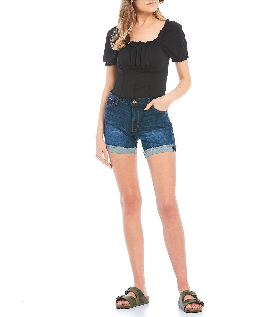 Celebrity Pink Mid-Rise 5#double; Inseam Frayed Flip Cuff Shorts
