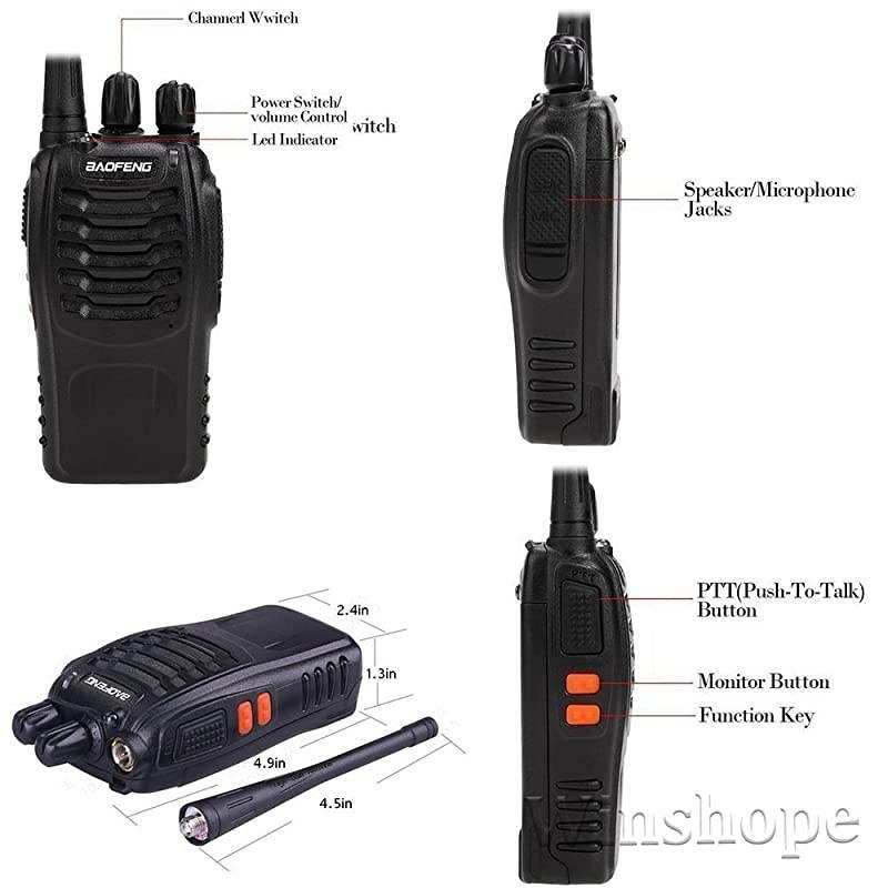 Long Range Two Way Radios 6 Pack FRSGMRS Walkie Talkies with Earpiece UHF Handheld Reachargeble BF888s Walkie Talkie for Adults or Kids Liion Battery and Charger Included