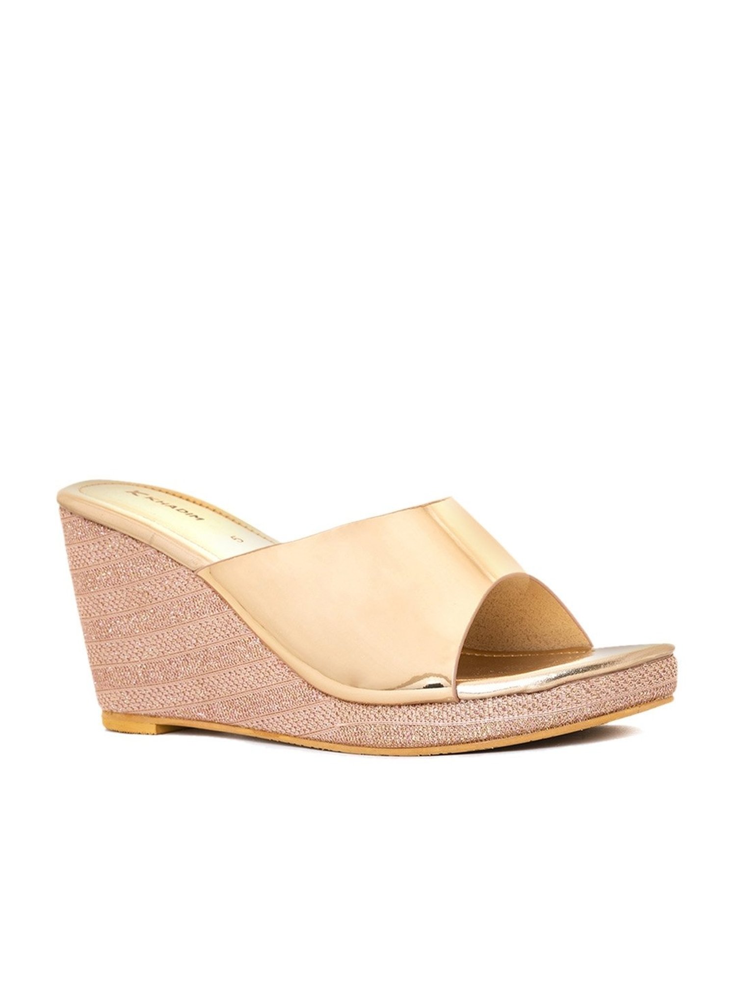 Khadim Women's Gold Casual Wedges