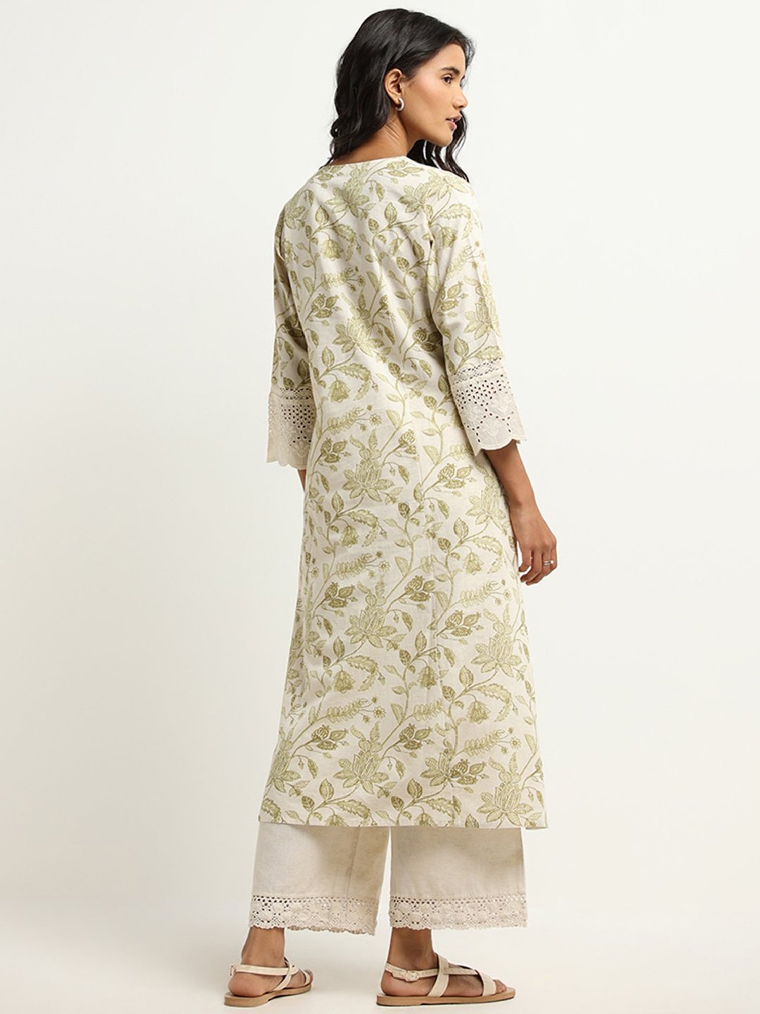 Utsa by Westside Green Floral Print Kurta