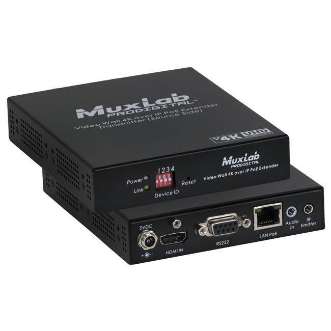 MuxLab - 500759-TX - MuxLab Video Wall 4K over IP PoE Extender TX - 1 Input Device - 328.08 ft Range - 1 x Network