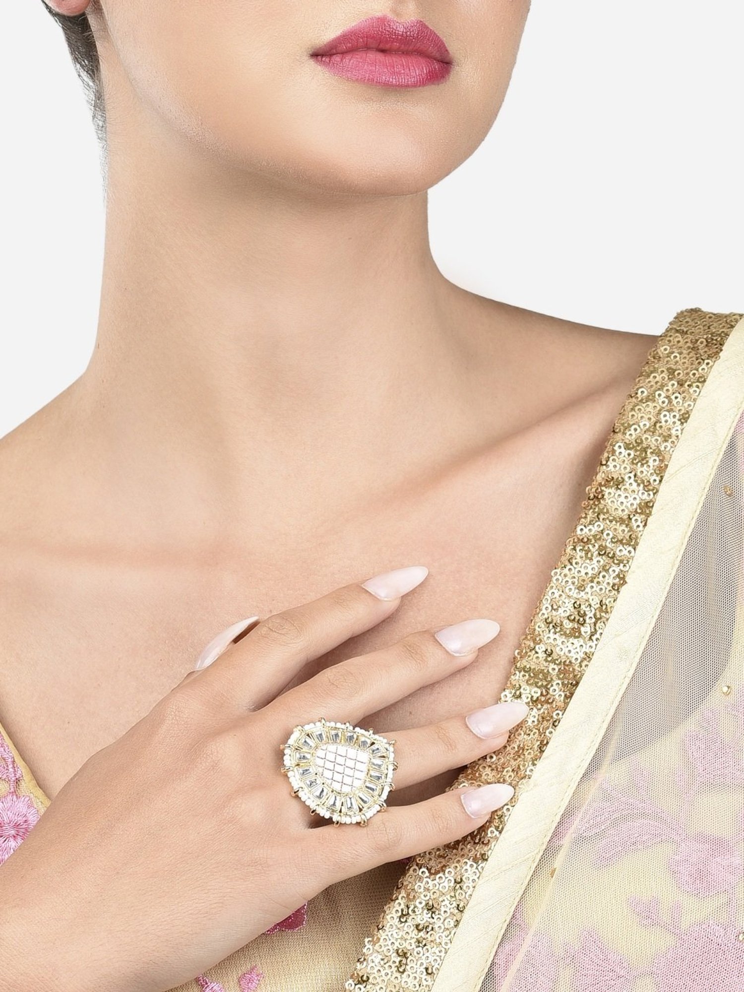 Accessorize London Women's Jewel Embellished Rings Set Of Three White