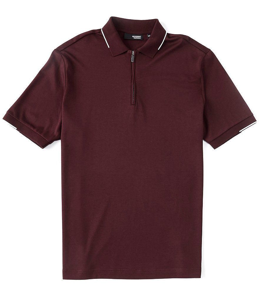 Murano Big & Tall Liquid Luxury Classic-Fit Tipped Solid Short-Sleeve Quarter-Zip Polo Shirt