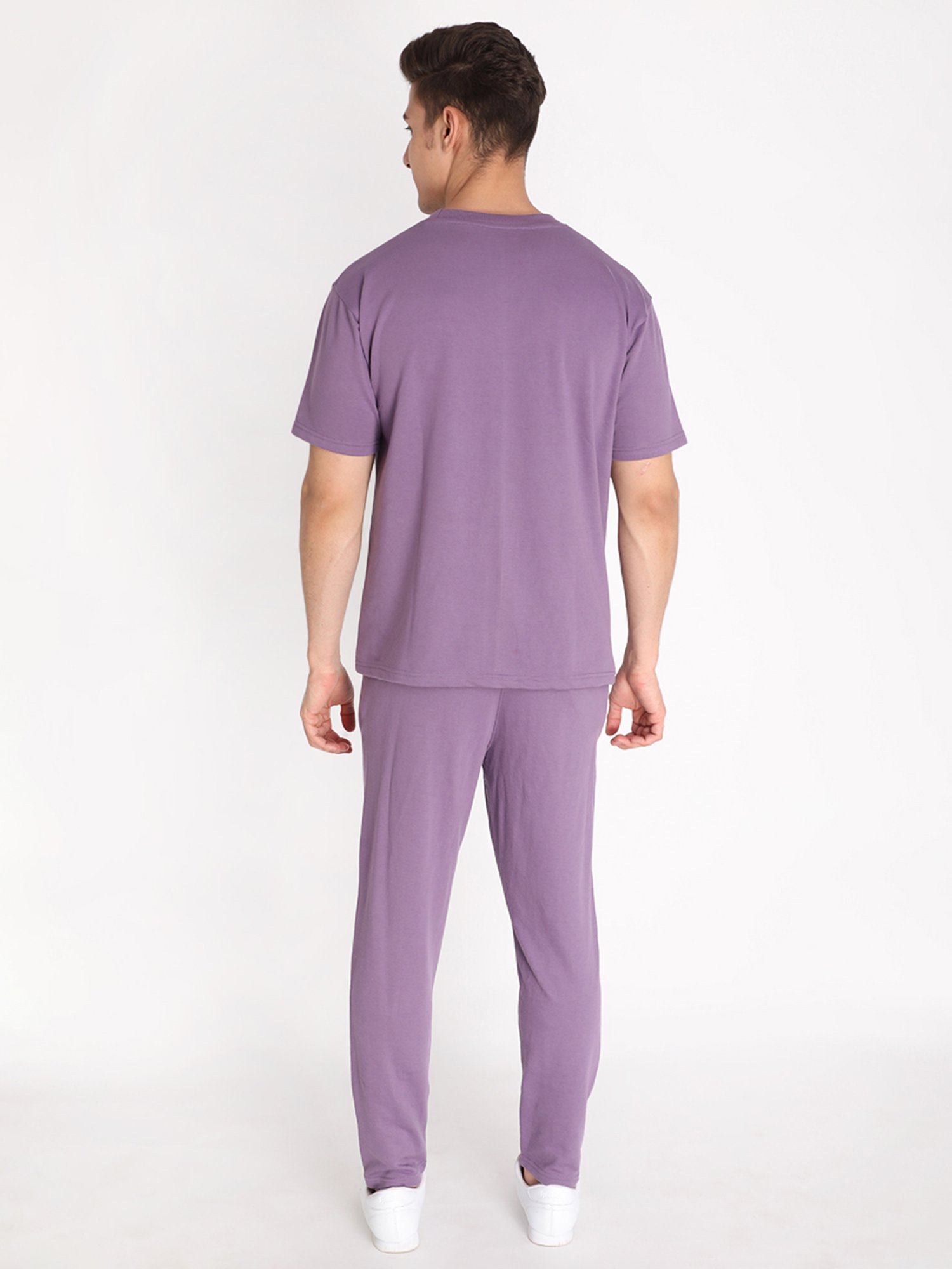 Chkokko Purple Loose Fit T-Shirt & Trackpants Set