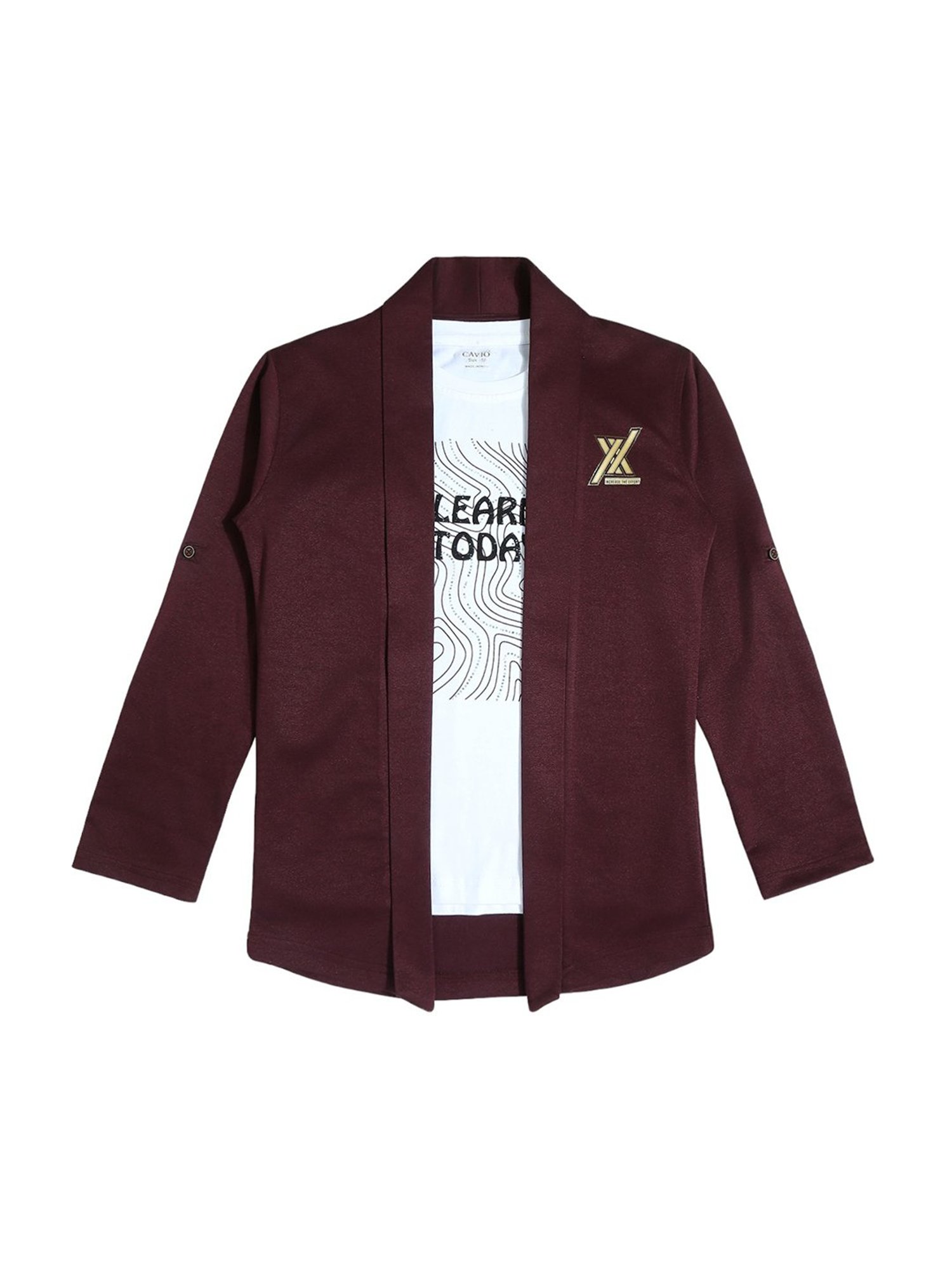 Cavio Kids Violet Printed Full Sleeves T-Shirt With Shrug