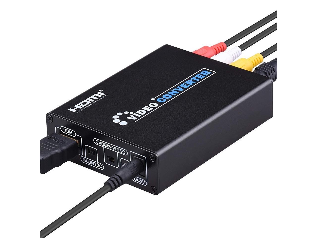 HDMI to Composite 3RCA AV S-Video R/L Audio Vdieo Converter Adapter Upscaler Support 720P/1080P with RCA/S-Video Cable for PC Laptop Xbox PS3 TV STB VHS VCR Camera Blue-Ray DVD