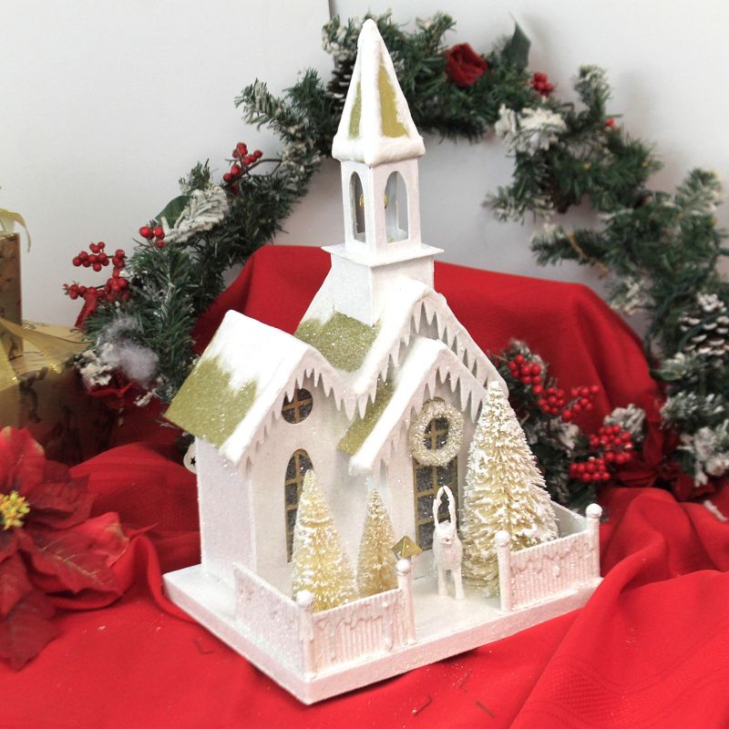 Christmas 16.0" Peaceful Church Lowe Putz House Glitter  -  Decorative Figurines