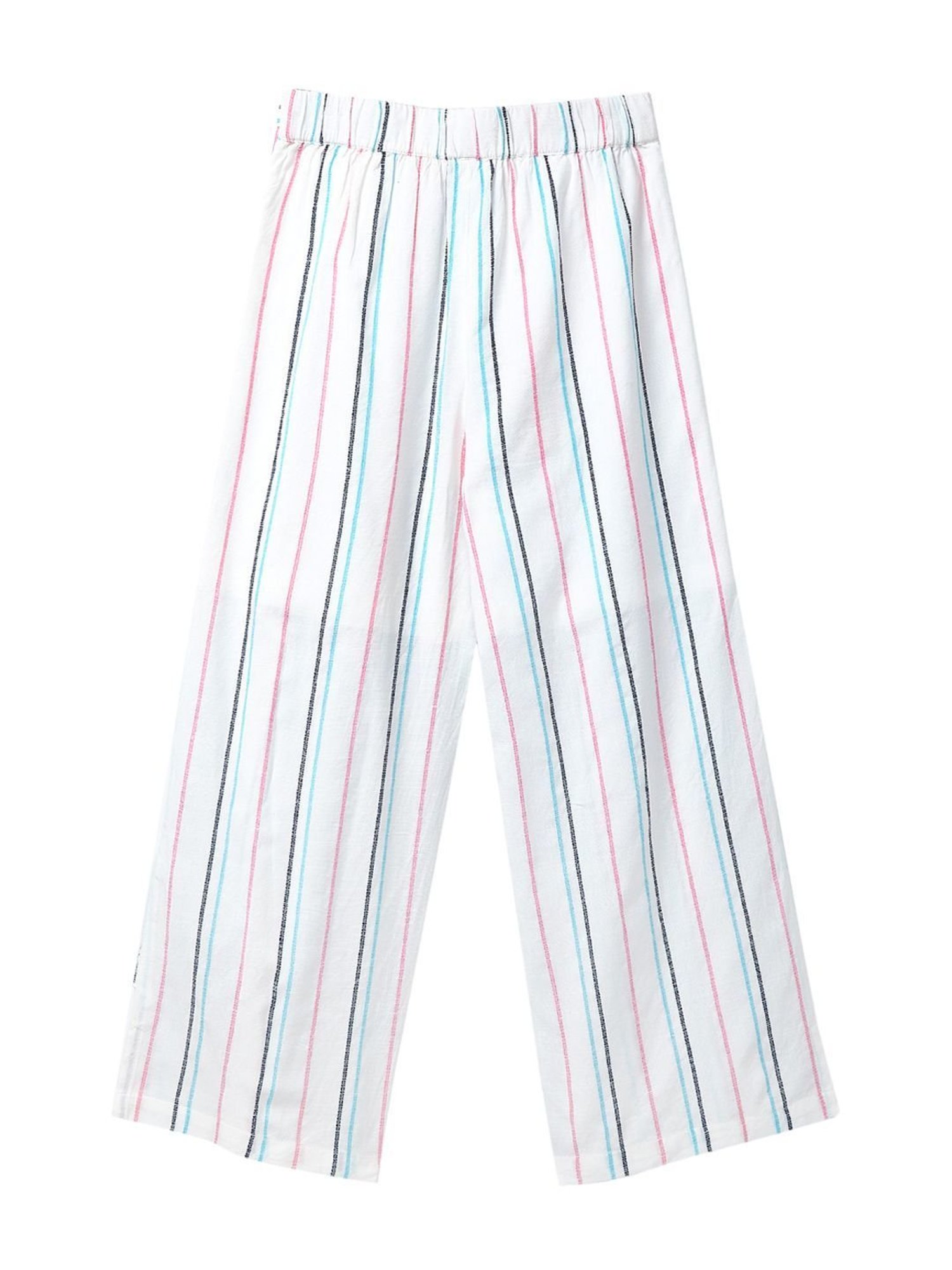 Cub McPaws Girls White & Pink Striped Palazzo