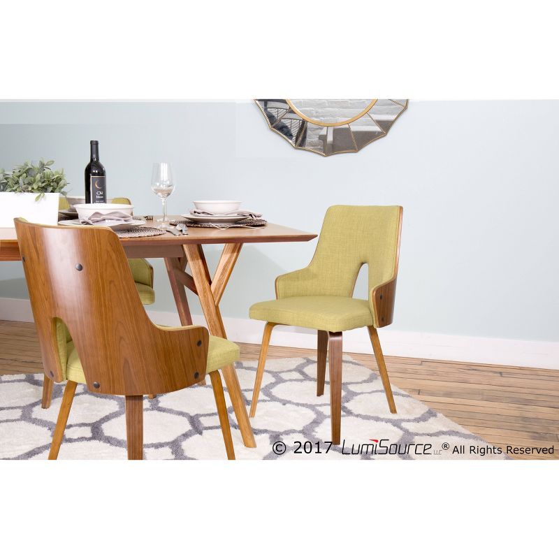 Set of 2 Stella Mid - Century Modern Padded Chair Green - Lumisource