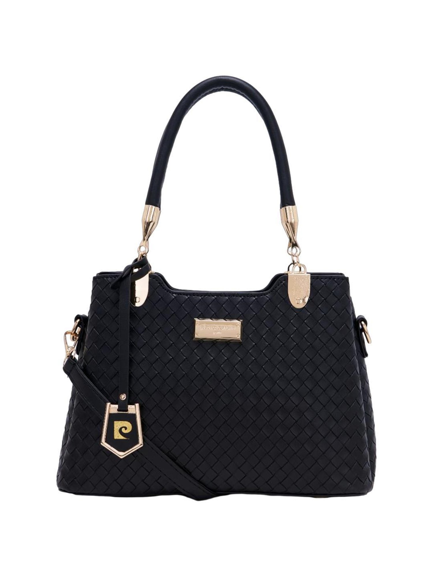 Pierre Cardin Black Textured Satchel Handbag