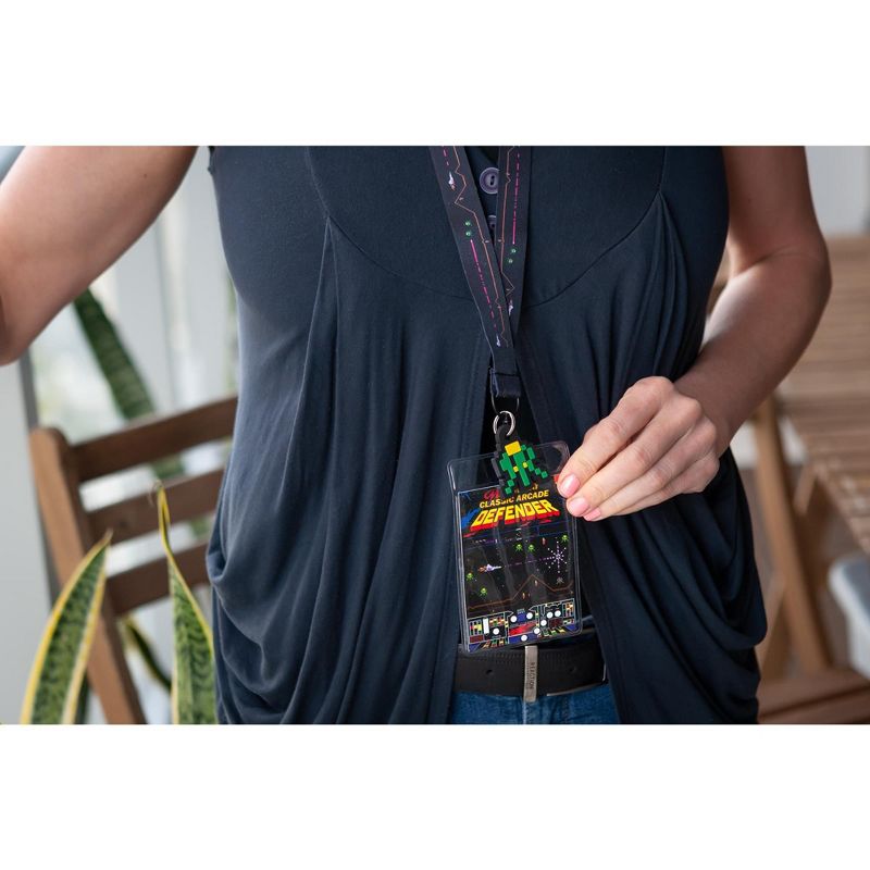 Crowded Coop, LLC Midway Arcade Games Lanyard w/ ID Holder & Charm - Defender