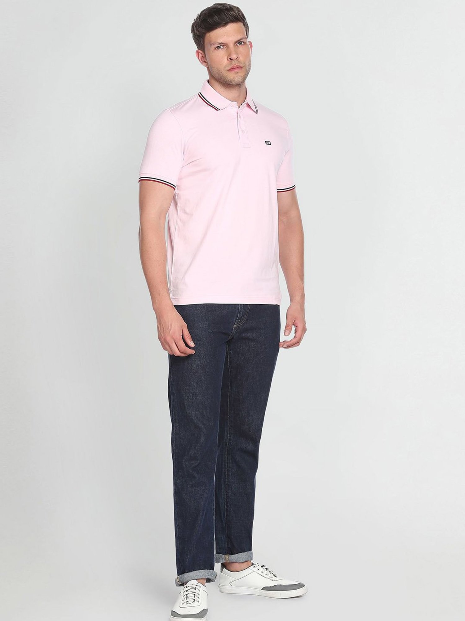 Arrow Sport Light Pink Cotton Regular Fit Polo T-Shirt